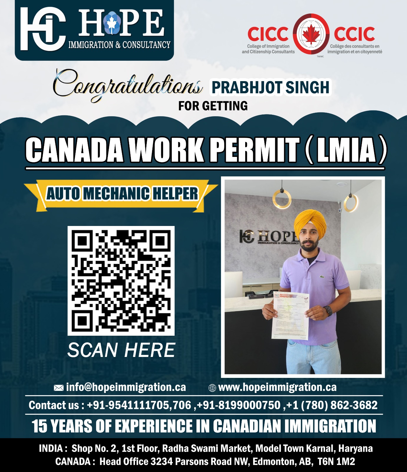 Prabhjot Singh Work Permit